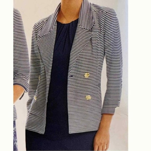 Cabi Small Blazer Suit Life Jacket Small Style 823 Nautical Stripe Anchor - Picture 5 of 12